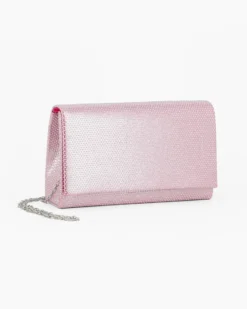 DIVAS - Pochette fuxia con patta tutta strass