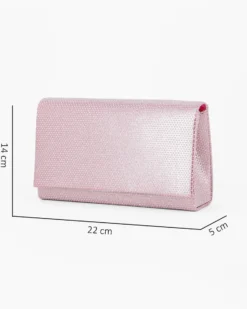 DIVAS - Pochette fuxia con patta tutta strass