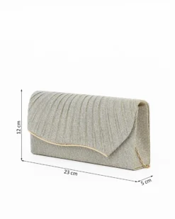 DIVAS -  Pochette gold plissettata con glitter e patta
