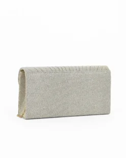 DIVAS -  Pochette gold plissettata con glitter e patta