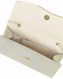 DIVAS -  Pochette gold plissettata con glitter e patta