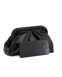 DIVAS - Pochette nera con bordi di strass