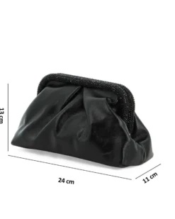 DIVAS - Pochette nera con bordi di strass