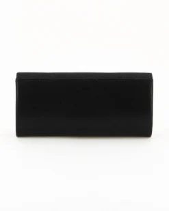 DIVAS - Pochette nera con patta glitterata e accessorio rettangolare in metallo