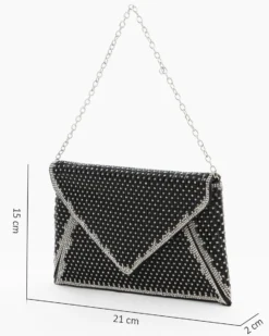 DIVAS - Pochette nera con strass
