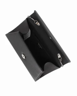 DIVAS - Pochette nera  in luex con patta, tracolla removibile