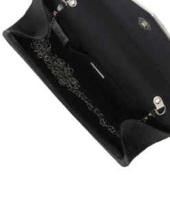 DIVAS - Pochette nera in lurex con patta plissettata