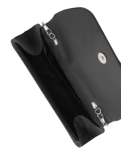 DIVAS - Pochette nera in lurex con patta e macinco gioiello
