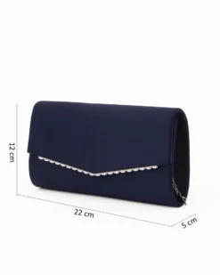 DIVAS - Pochette nera in raso con bordino patta a ondine