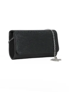 DIVAS -  Pochette nera tutta strass con patta