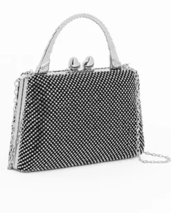 DIVAS - Pochette nera tutta strass con un manico