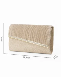 DIVAS - Pochette oro in lurex con filo di strass sulla patta, tracolla removibile
