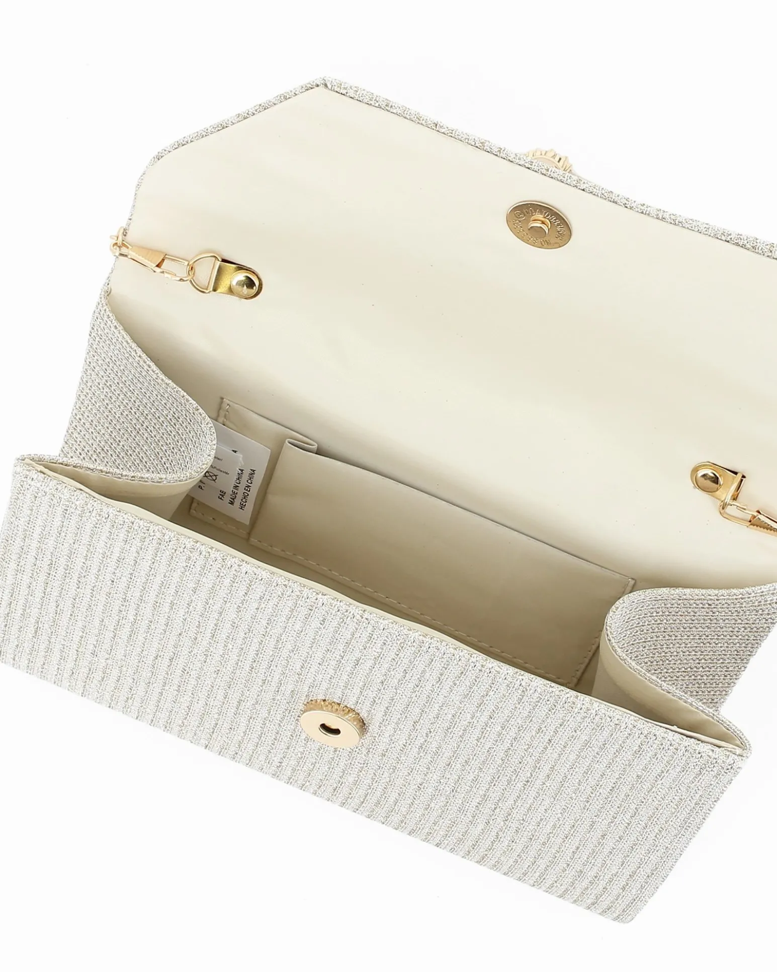 DIVAS - Pochette oro in lurex con pennacchio frange