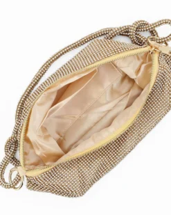 DIVAS - Pochette oro rivestita di strass con nodi sul manico