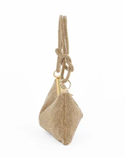 DIVAS - Pochette oro rivestita di strass con nodi sul manico