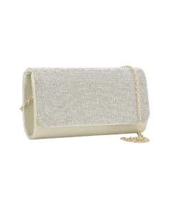 DIVAS - Pochette oro tutta strass con patta