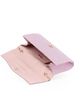 DIVAS - Pochette rose gold con patta e dettaglio di strass