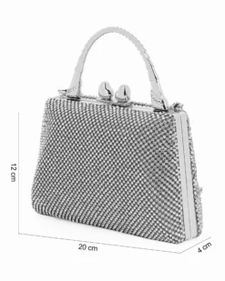 DIVAS - Pochette silver tutta strass con un manico