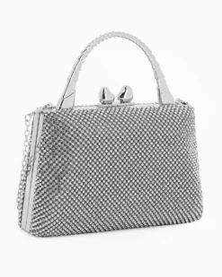 DIVAS - Pochette silver tutta strass con un manico