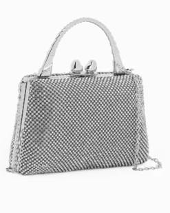 DIVAS - Pochette silver tutta strass con un manico