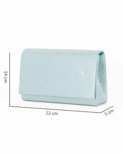 DIVAS - Pochette turchese con patta tutta strass