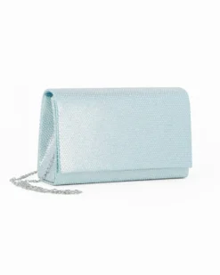 DIVAS - Pochette turchese con patta tutta strass
