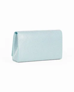 DIVAS - Pochette turchese con patta tutta strass