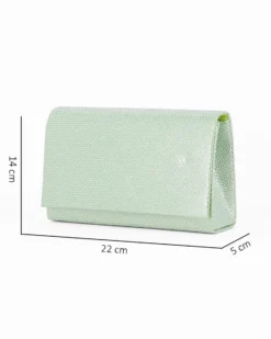 DIVAS - Pochette verde con patta tutta strass