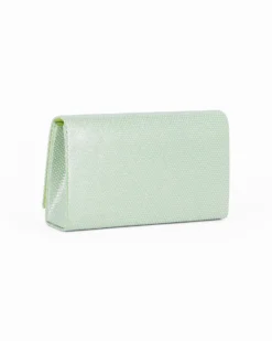 DIVAS - Pochette verde con patta tutta strass