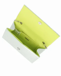 DIVAS - Pochette verde con patta tutta strass