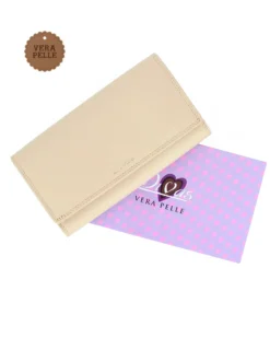 DIVAS - Portafoglio latte da donna con patta in VERA PELLE