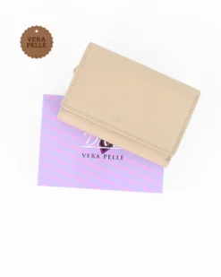 DIVAS - Portafoglio latte da donna con patta in VERA PELLE
