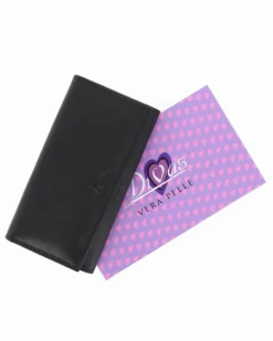 DIVAS- Portafoglio nero da donna con patta in VERA PELLE