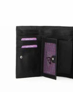 DIVAS- Portafoglio nero da donna con patta in VERA PELLE