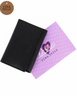DIVAS- Portafoglio nero da donna con patta in VERA PELLE