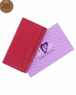 DIVAS- Portafoglio rosso da donna con patta in VERA PELLE