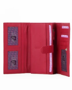DIVAS- Portafoglio rosso da donna con patta in VERA PELLE