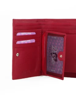 DIVAS- Portafoglio rosso da donna con patta in VERA PELLE