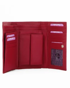 DIVAS- Portafoglio rosso da donna con patta in VERA PELLE