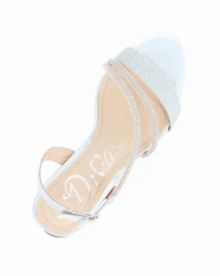 DIVAS - Sandalo gioiello argento con cinturini in strass, tacco 8,5CM