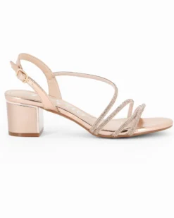 DIVAS - Sandalo gioiello rose gold con strass, tacco 5CM
