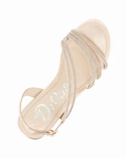 DIVAS - Sandalo gioiello rose gold con cinturini in strass, tacco 5CM