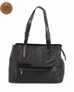 Divas- Shopping in VERA PELLE con zip orizzontale frontale, MADE IN ITALY
