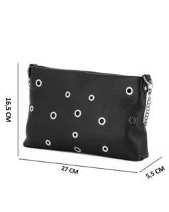 DIVAS - Tracolla nera in VERA PELLE con occhielli