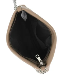 DIVAS - Tracolla taupe in VERA PELLE con occhielli