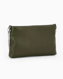 DIVAS - Tracolla verde in VERA PELLE con occhielli
