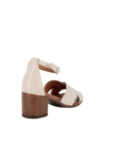 ELLEN BLAKE - Sandalo burro in VERA PELLE con fasce incrociate, tacco 5,5CM