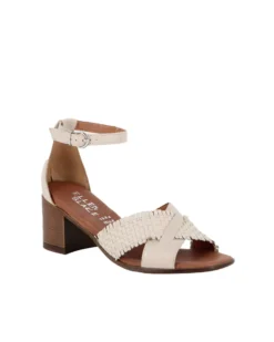 ELLEN BLAKE - Sandalo burro in VERA PELLE con fasce incrociate, tacco 5,5CM