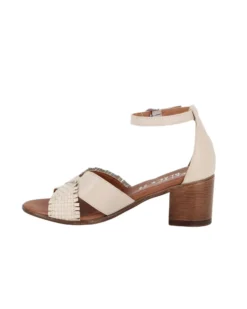 ELLEN BLAKE - Sandalo burro in VERA PELLE con fasce incrociate, tacco 5,5CM
