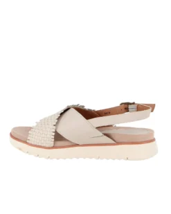 ELLEN BLAKE - Sandalo burro in VERA PELLE con fasce incrociate, tacco 3,5CM